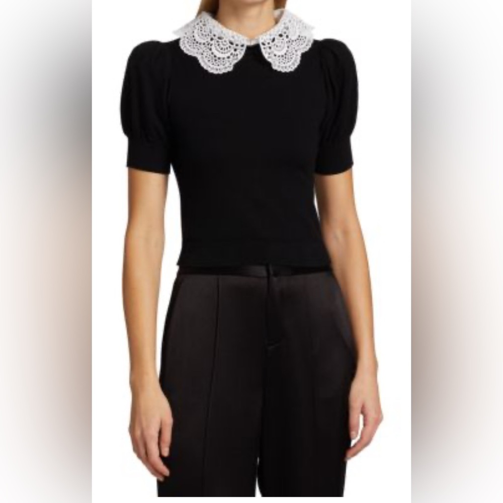 ALICE + OLIVIA Chase Eyelet Collar Sweater